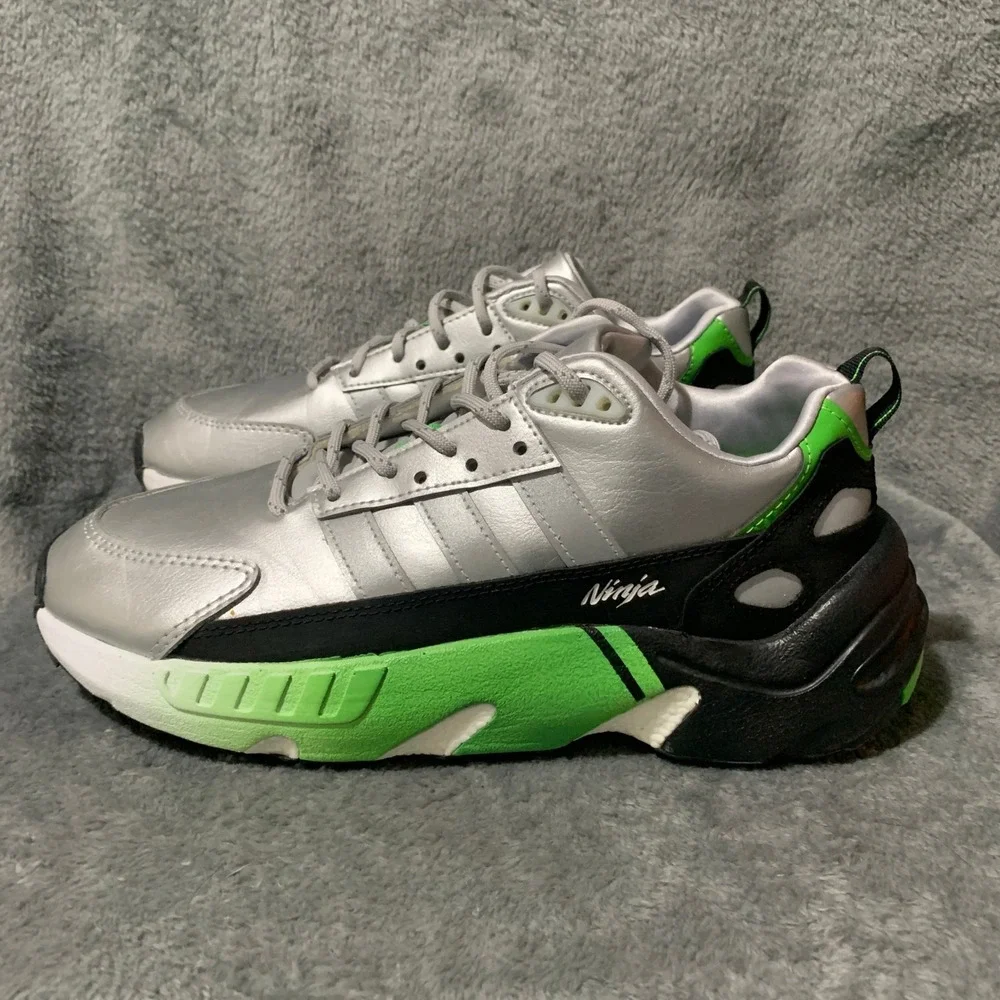 Adidas Kawasaki Ninja ZX22 Boost Silver Green Mens Sneakers GW2125 Size 8